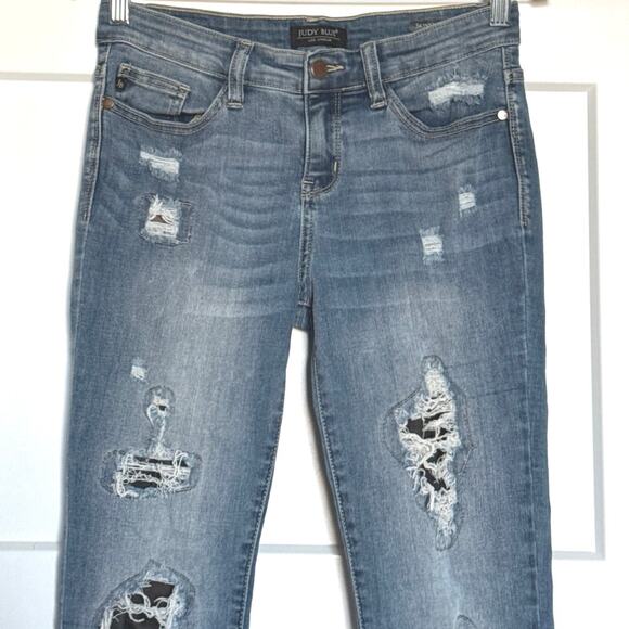 Judy Blue Women’s Camo Patch Skinny Jeans Distressed Size 7/28 JB82109MD - Picture 6 of 15